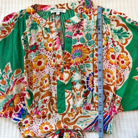 Rachel Zoe Floral Cropped Blouse Women's Size Small Long Sleeve Tie Back Top - Picture 6 of 8